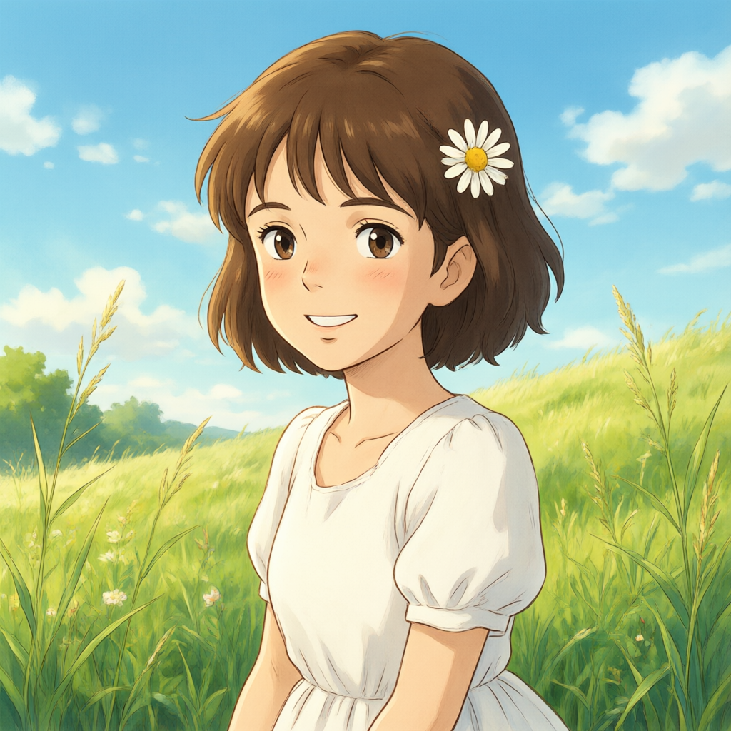 吉卜力治愈风格少女头像